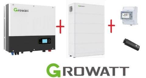 GROWATT Zestaw hybrydowy: SPH 5000TL3 3-faz+Bateria ARK 10kWh+podstawa+kontroler APX 60050+Smart Meter 3-faz+WiFi-X