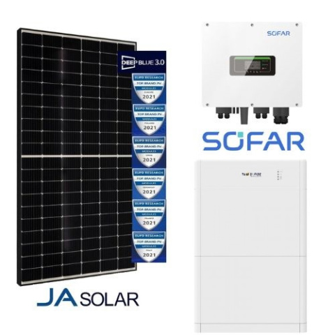 Zestaw Hybrid 8,1 kW: SOFAR HYD8KTL-3PH + 20*JA SOLAR 405W MR Czarna rama + Magazyn energii Sofar 10kWh BTS E5-DS5