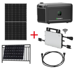 Zestaw balkonowy 800W + Magazyn energii 2kWh (zawiera 2*panele 2*konstrukcja 1*bateria 1*mikroinwerter 1*kabel)