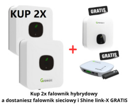 Growatt Zestaw: 2x Falownik hybrydowy MIN-3600TL-XH+Falownik sieciowy 3600TL-X GRATIS +Shine link-X GRATIS