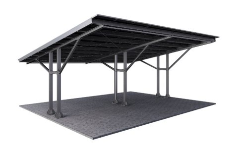 Wiaty / Carport T2 z konstrukcją pod PV (Rozstaw podpór 5m)