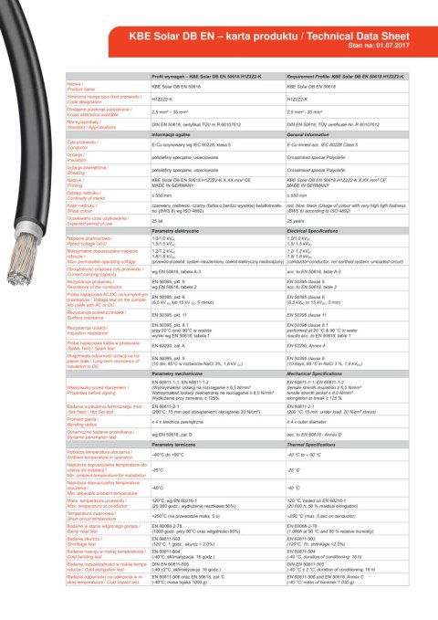 KBE Czarny Kabel solarny 4mm2 DB+EN 50618(H1Z2Z2-K)and IEC 62930(IEC 131) KBE Czarny Kabel solarny 4mm2 DB+EN 50618(H1Z2Z2-K)and IEC 62930(IEC 131)
