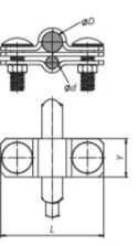 Złącze przelotowe drut(fi6-10) pręt(fI16) bednarka 2 śrubowe mały